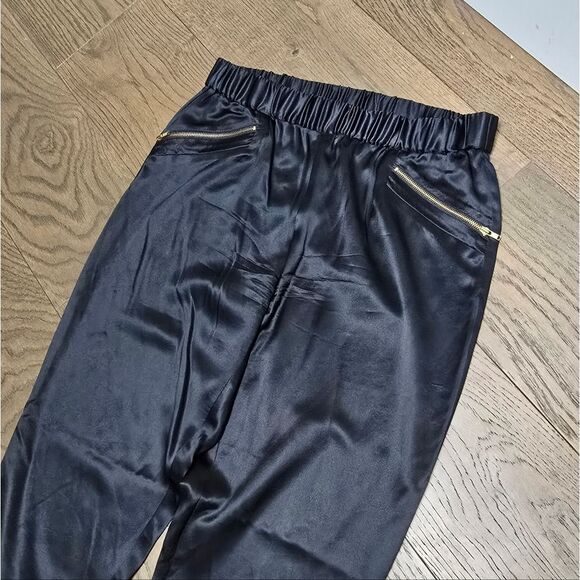 Diane Von Furstenberg Lazare Satin Jogger in Black - Picture 2 of 12